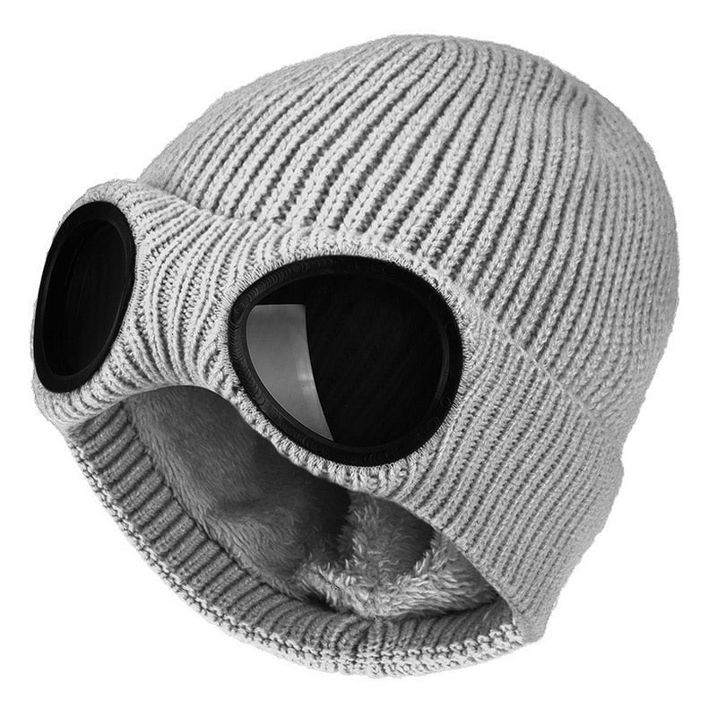 Goggle Ribbed Knit Winter Hat