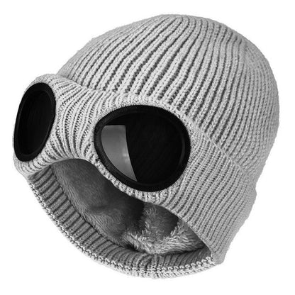 Goggle Ribbed Knit Winter Hat