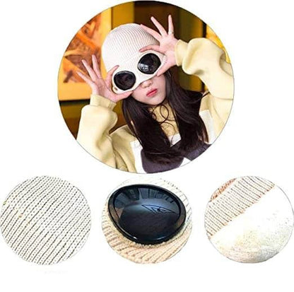 Goggle Ribbed Knit Winter Hat