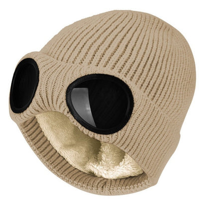 Goggle Ribbed Knit Winter Hat