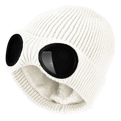 Goggle Ribbed Knit Winter Hat