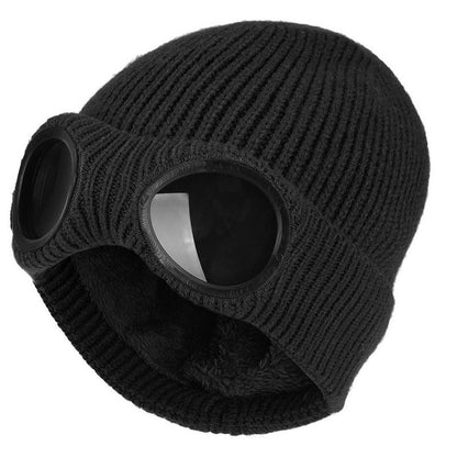Goggle Ribbed Knit Winter Hat