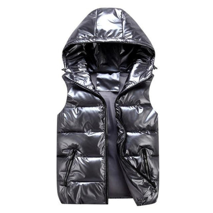 Sleeveless Hooded Jacket with Zipper