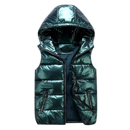 Sleeveless Hooded Jacket with Zipper