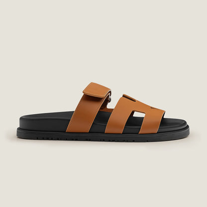 Stylish Leather Cut-Out Comfort Sandals