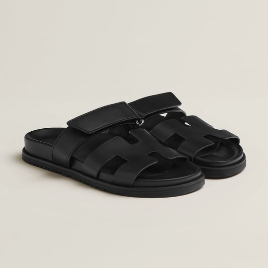 Stylish Leather Cut-Out Comfort Sandals