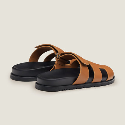 Stylish Leather Cut-Out Comfort Sandals
