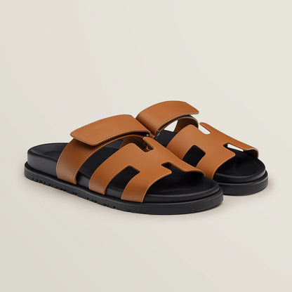 Stylish Leather Cut-Out Comfort Sandals