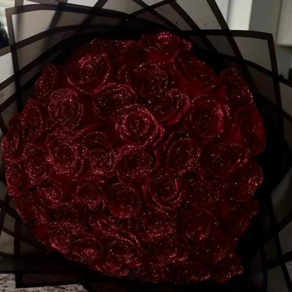 Glittering Roses in Glass Dome with LED Light
