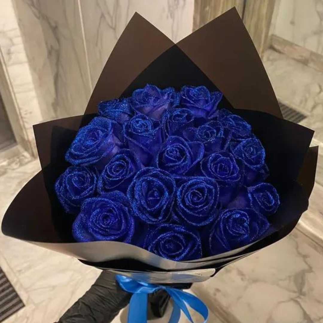 Glittering Roses in Glass Dome with LED Light