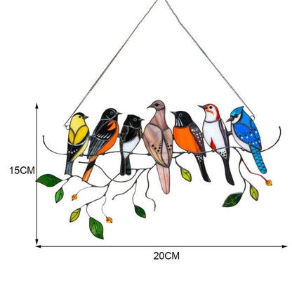 Stained Glass Hanging Bird Art