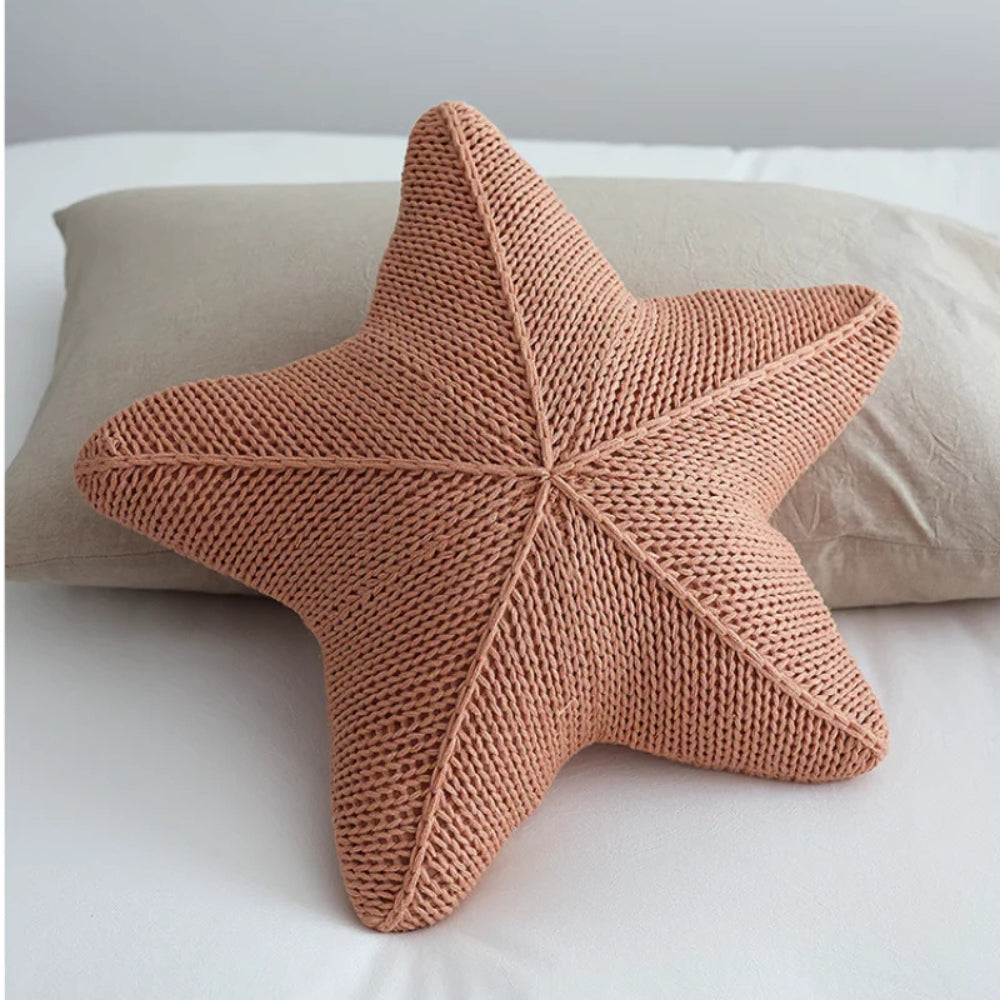 Hand-Knit Starfish Decorative Pillow