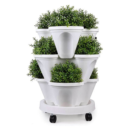 Vertical Stackable Planters - 4 Tier Garden Pots