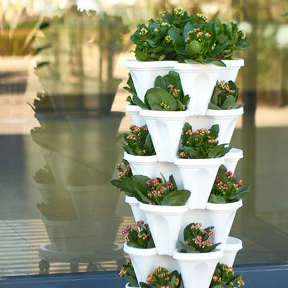 Vertical Stackable Planters - 4 Tier Garden Pots