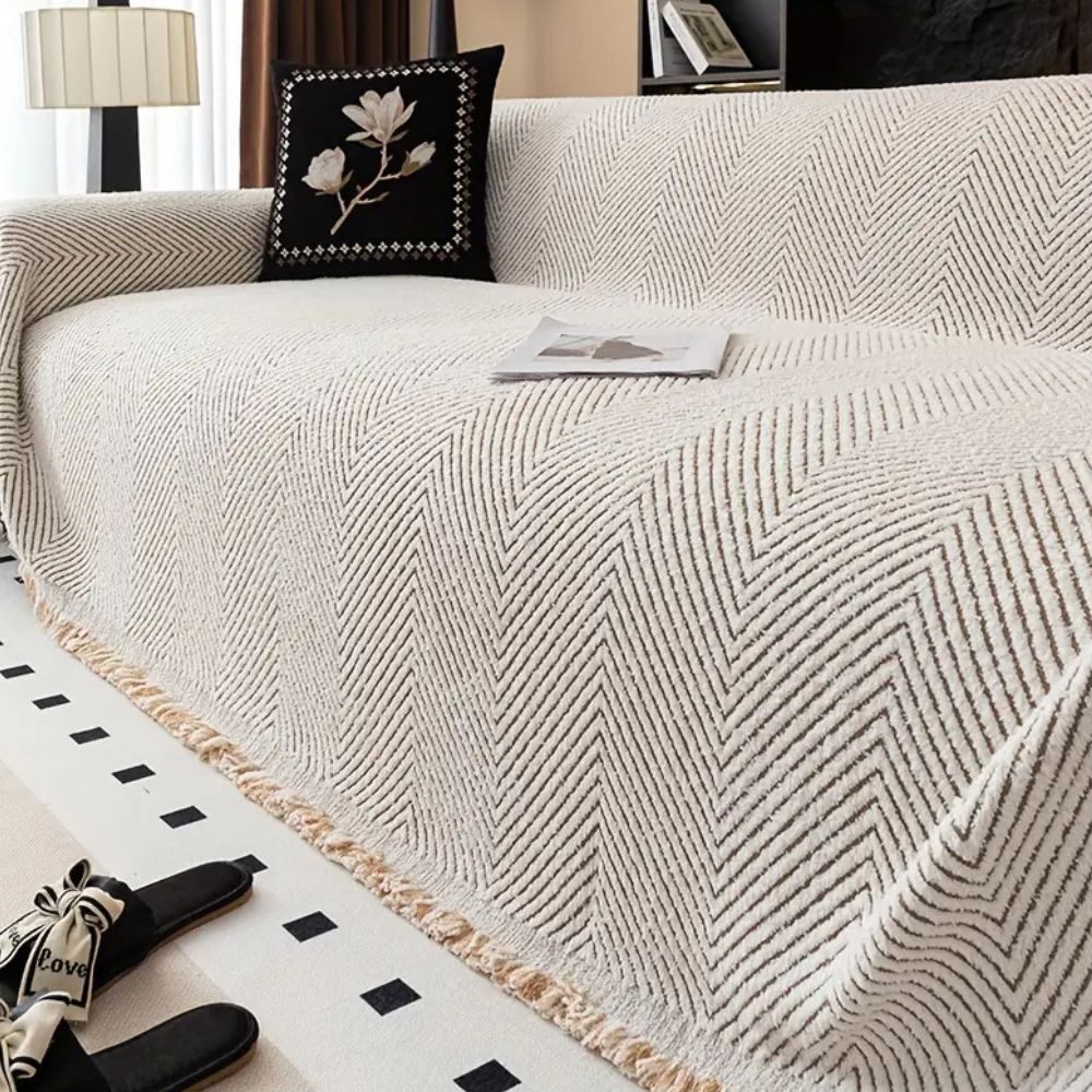 Striped Herringbone Sofa Protector