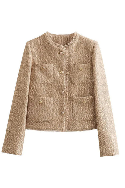 Structured Short Women's Jacket with Fancy Buttons