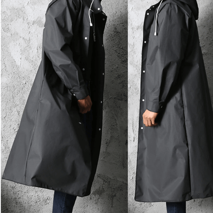 Stylish Long Black Raincoat
