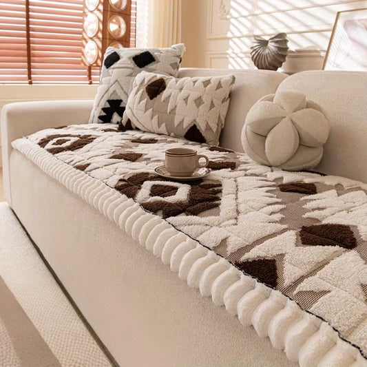 Plush Quilted Sofa Cover for Winter Comfort