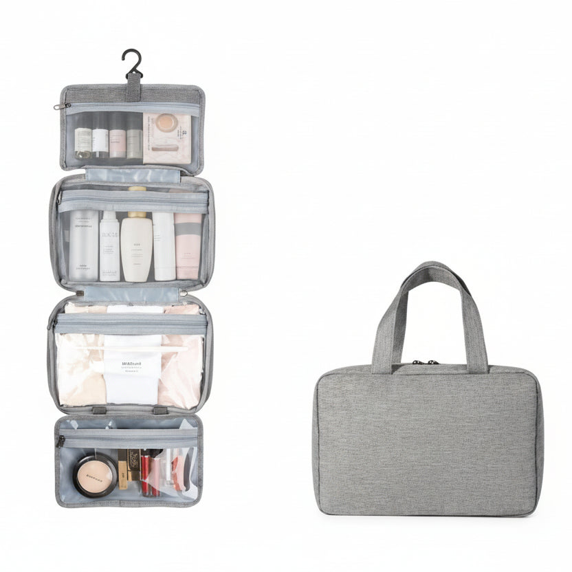 TRAVELTIDY | Portable 4-Section Makeup & Toiletries Bag