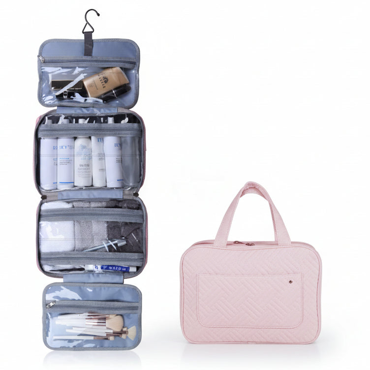 TRAVELTIDY | Portable 4-Section Makeup & Toiletries Bag