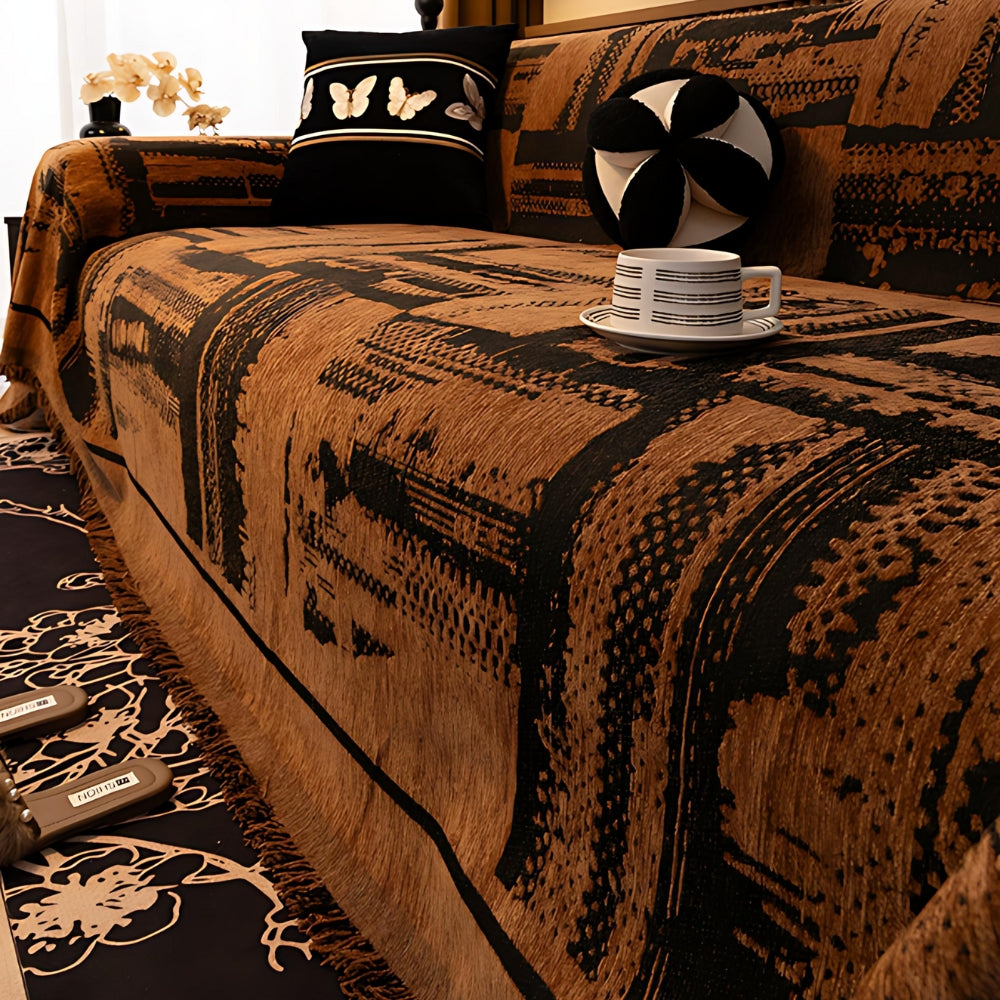 Geometric Tribal Chenille Blanket for Sofas