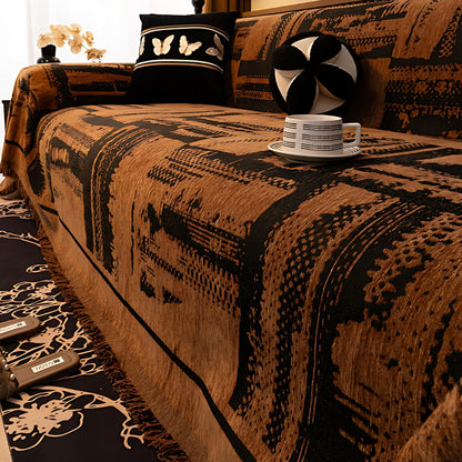 Geometric Tribal Chenille Blanket for Sofas