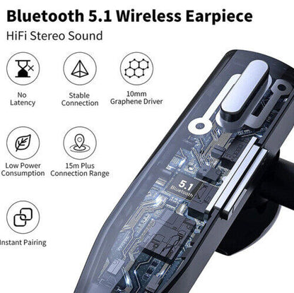 Wireless Earpiece with Noise Cancelling Mic - Bluetooth 5.1