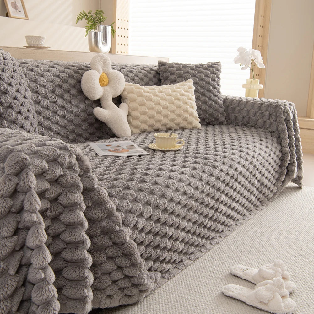 Plush Bubble Knit Sofa Cover