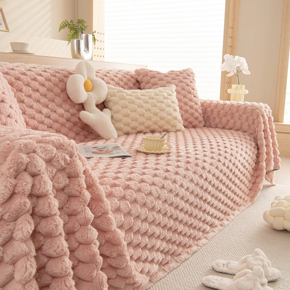 Plush Bubble Knit Sofa Cover