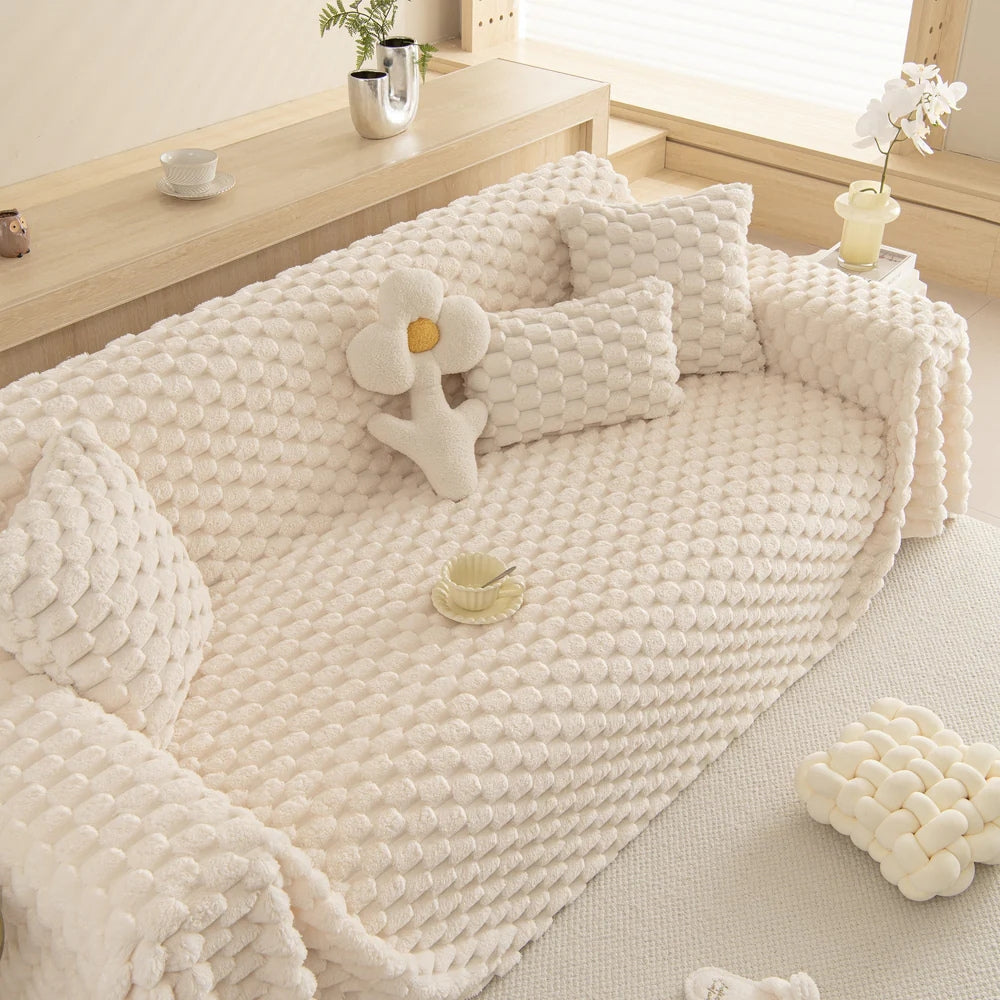 Plush Bubble Knit Sofa Cover