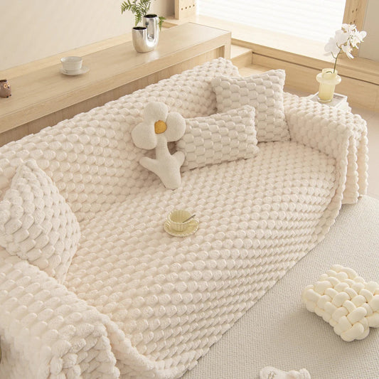 Plush Bubble Knit Sofa Cover