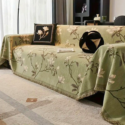 Floral Chenille Sofa Slipcover - Vintage Style