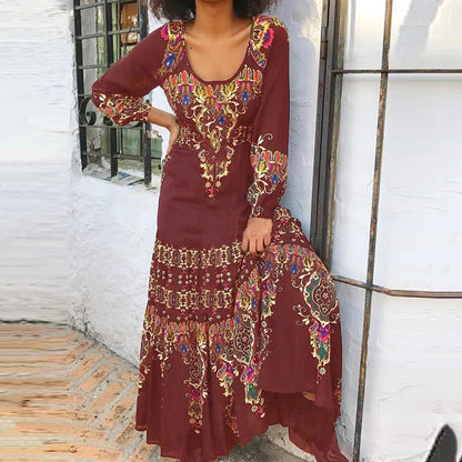 Boho Print Maxi Dress for Women