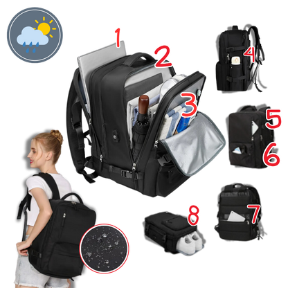 Waterproof Travel Backpack with Integrated USB Charger