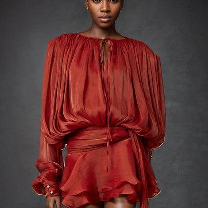 Women's Mini Dress With Flowing Sleeves