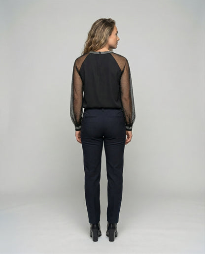 Niki | Elegant Sequined Mesh Sleeve Top