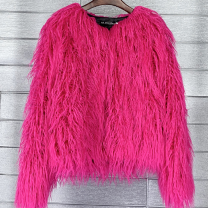 Women's Faux Fur Coat with Long Sleeves
