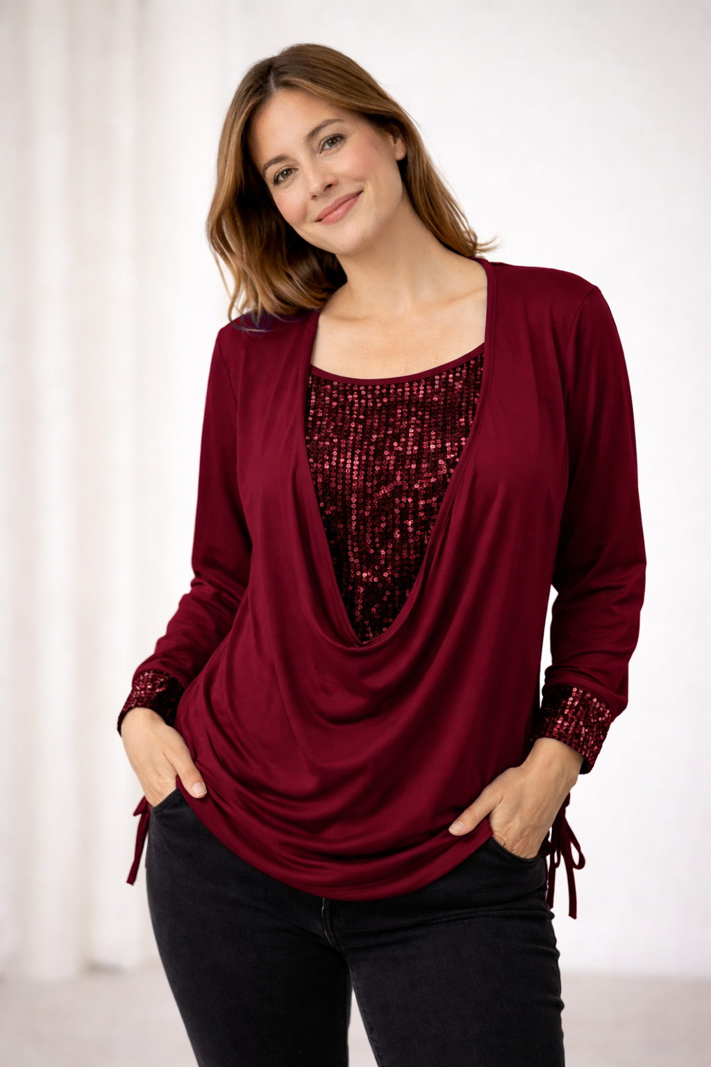 Niki | Embellished Drape Blouse