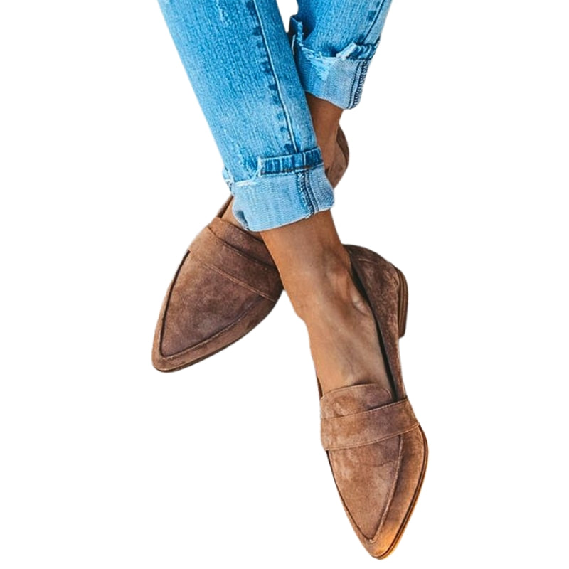 Women's Pointed Toe Suede Slip-On Flats