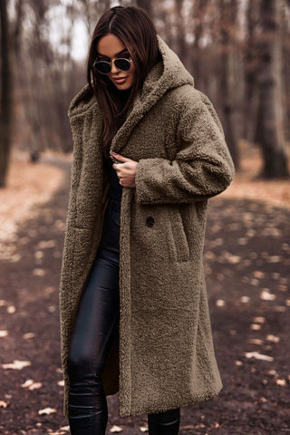 Niki | Plush hooded teddy coat for women