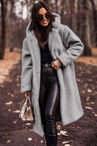 Niki | Plush hooded teddy coat for women