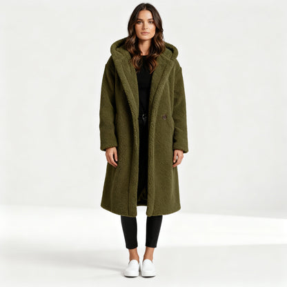 Niki | Plush hooded teddy coat for women