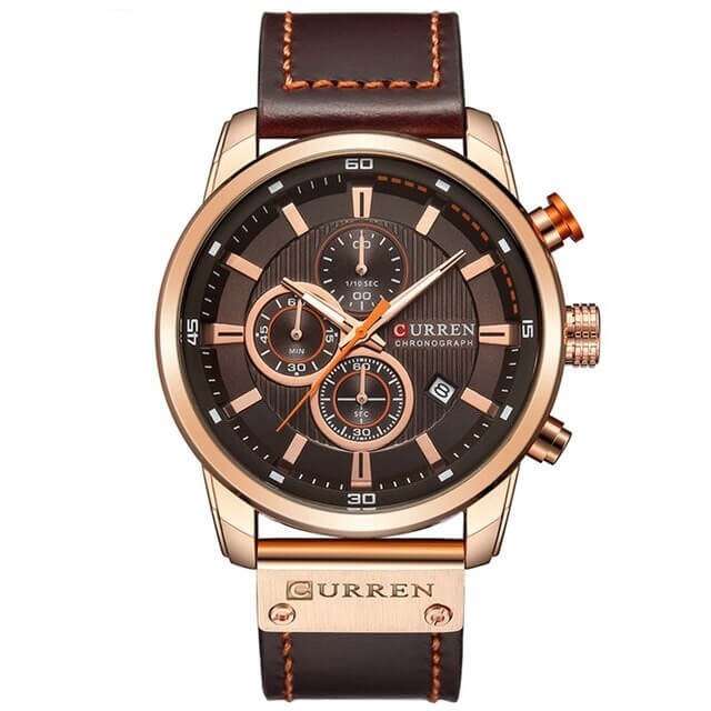 Men's Leather Strap Chronograph Watch