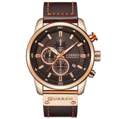 Men's Leather Strap Chronograph Watch