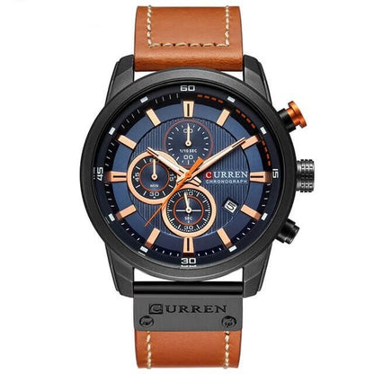 Men's Leather Strap Chronograph Watch
