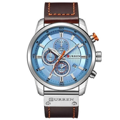 Men's Leather Strap Chronograph Watch