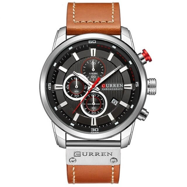 Men's Leather Strap Chronograph Watch