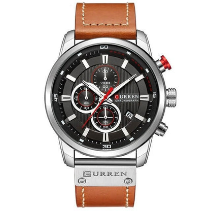 Men's Leather Strap Chronograph Watch
