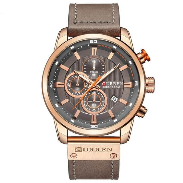 Men's Leather Strap Chronograph Watch