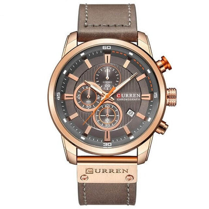 Men's Leather Strap Chronograph Watch